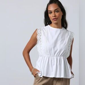 NEW Boho Eyelet Lace Cotton Top S